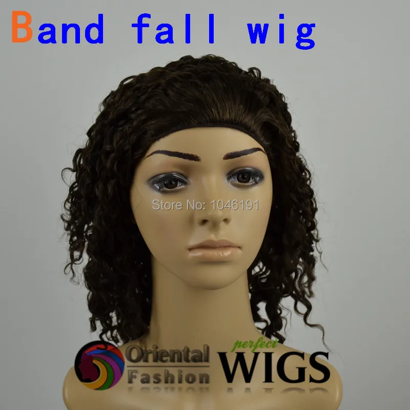 Big Layer 18 Inch 4 Kinky Curly Jewish Band Fall Wig Kosher 3/4 Wigs