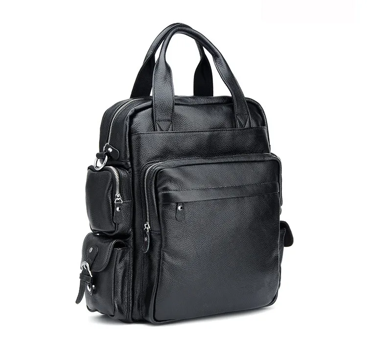 Многофункциональный мужской рюкзак из натуральной воловьей кожи, кожаный Школьный рюкзак, сумка, рюкзак для путешествий, сумка-тоут черного цвета