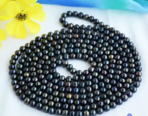 

Free Shipping >>>> stunning9-10mm tahitian multicolor black green red pearl necklace 48inch 14k