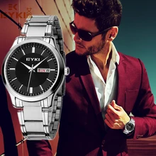 2016 Nueva Eyki Hombres de Negocios Mujeres Reloj de Oro Marca Pareja Reloj con Calendario de Acero Inoxidable Relojes de Pulsera de Lujo montre femme
