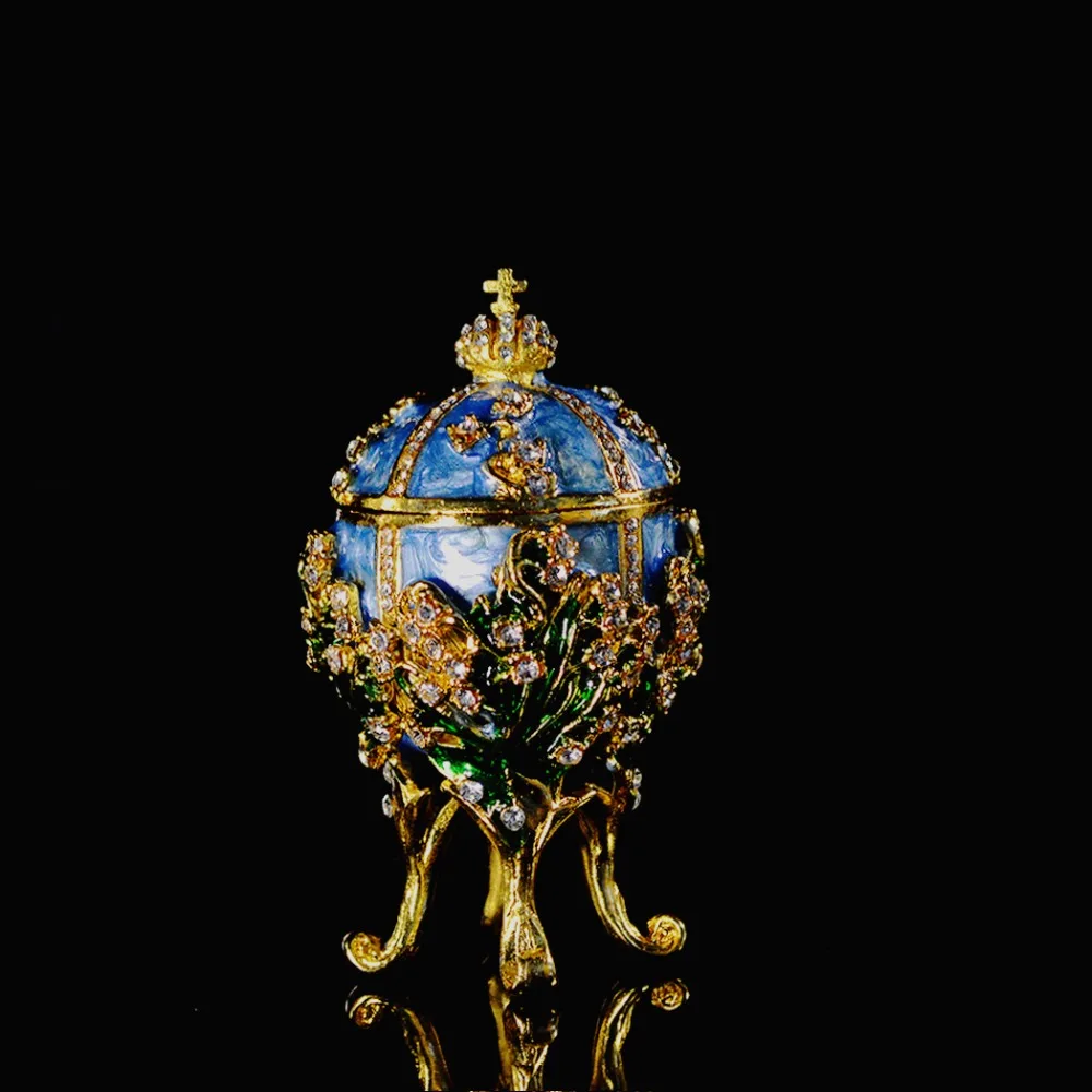 

QIFU New arrive home decor Fashion Valuable Metal religious mascot Collection Faberge egg for home decor