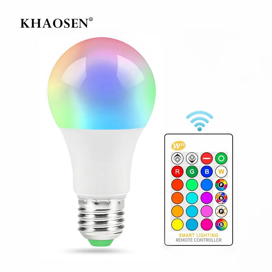 Приглушаемые Светодиодные лампы E27/B22 RGB/RGBW умные светильники с дистанционным