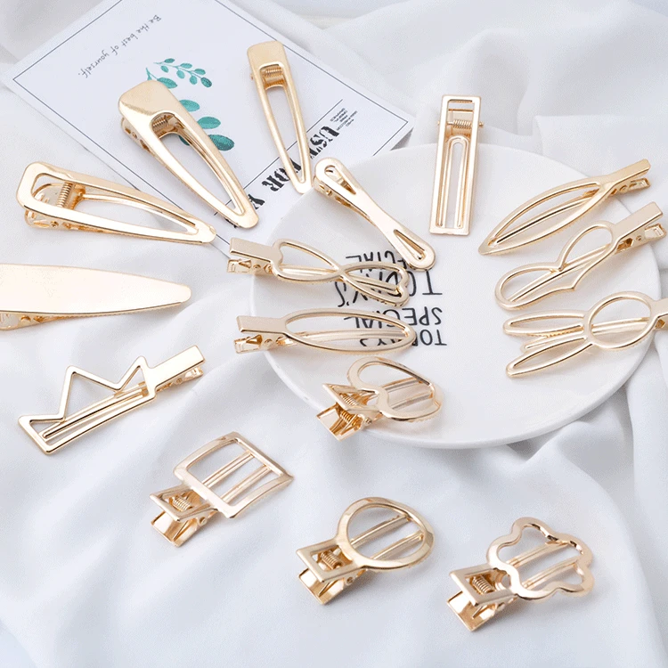 

Fashion Hair Barrette Hairpins Ins Metal Hollow Duckbill Clip For Girls Women Ornament Simple Headwear Hair Accessories