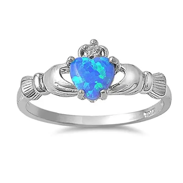 Кольцо Huitan Love Heart с камнем по месяцу рождения, посеребренное ирландское кольцо Claddagh, обручальные кольца для женщин, лучший подарок на Рождество для влюбленных - Цвет основного камня: 12. December