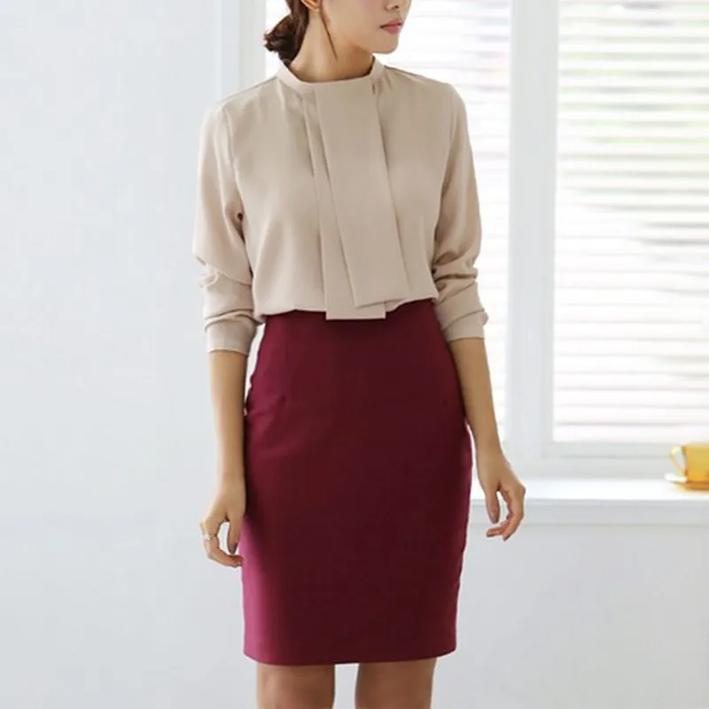 2016 New Women's Casual Faldas Spring Summer OL Pencil Knee Length High Waist Skirt Slim Straight Saia 10 color Plus Size Short|midi skirt|pencil