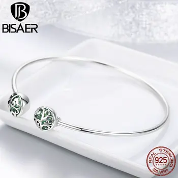 

Authentic 100% 925 Sterling Silver Spring Collection Green Tree of Life Open Bangles for Women Silver Bangle Fashion Jewelry