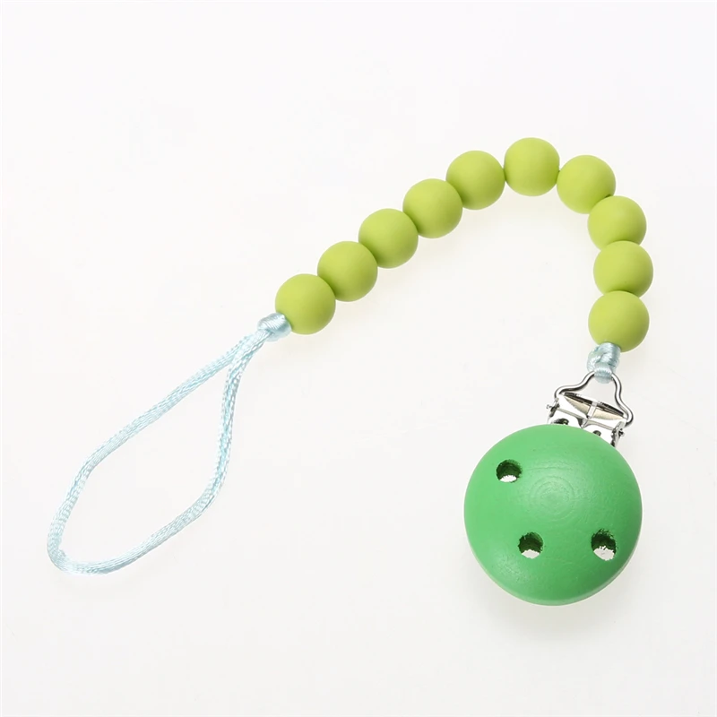 Toddler Baby Infant Soother Wood Pacifier Clips Holders Chain Leashes Cases