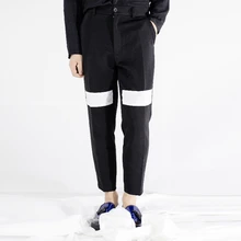 27-44 Для мужчин одежда стилист Подиум модные Черный и белый цвета шить тонкий Штаны костюм плюс размер костюмы