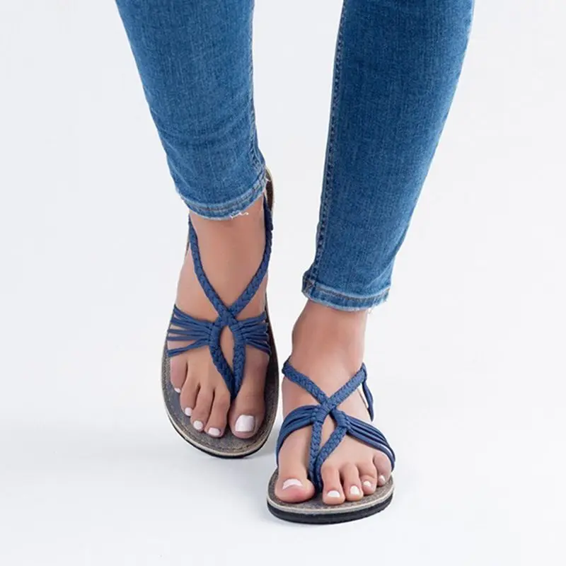 Summer fashion hand-knit flat sandals, fashion wild casual non-slip ladies sandals 2019 new Lightweight and comfortable women's Summer fashion hand-knit flat sandals, fashion wild casual non-slip ladies sandals 2019 new Lightweight and comfortable women's