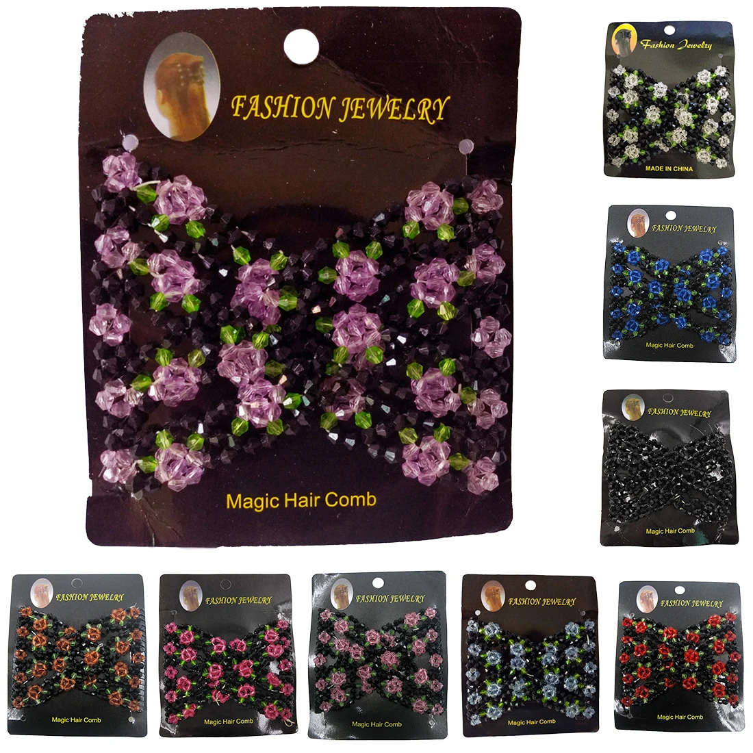 Double Magic Slide Metal Comb Clip Hairpins Vintage Flower Bead Stretchy Hair Combs for Women Ladies Hair Accessories Gift Double Magic Slide Metal Comb Clip Hairpins Vintage Flower Bead Stretchy Hair Combs for Women Ladies Hair Accessories Gift