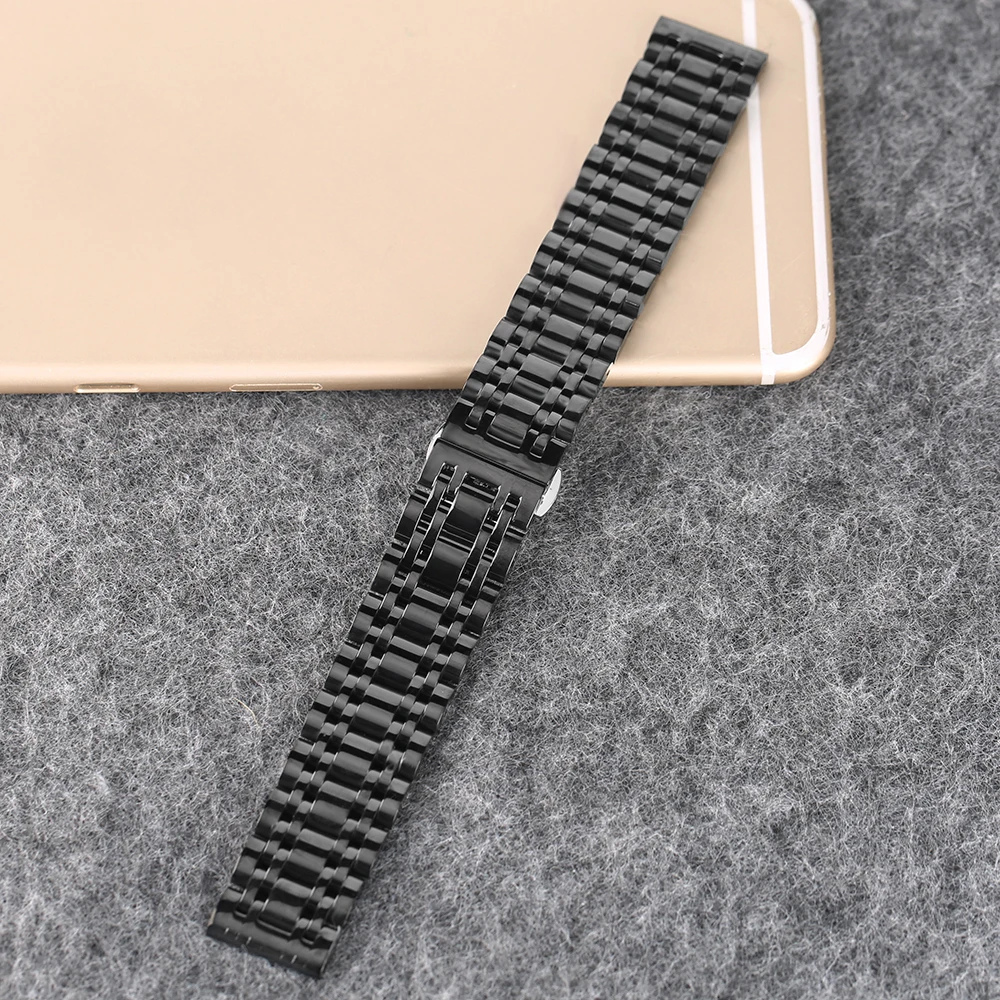 20 22 mm Men's Solid Stainless Steel Wrist Band High Quality  Replacement Folding Buckle Strap Black Gold Womens Metal Bracelet1 (13)