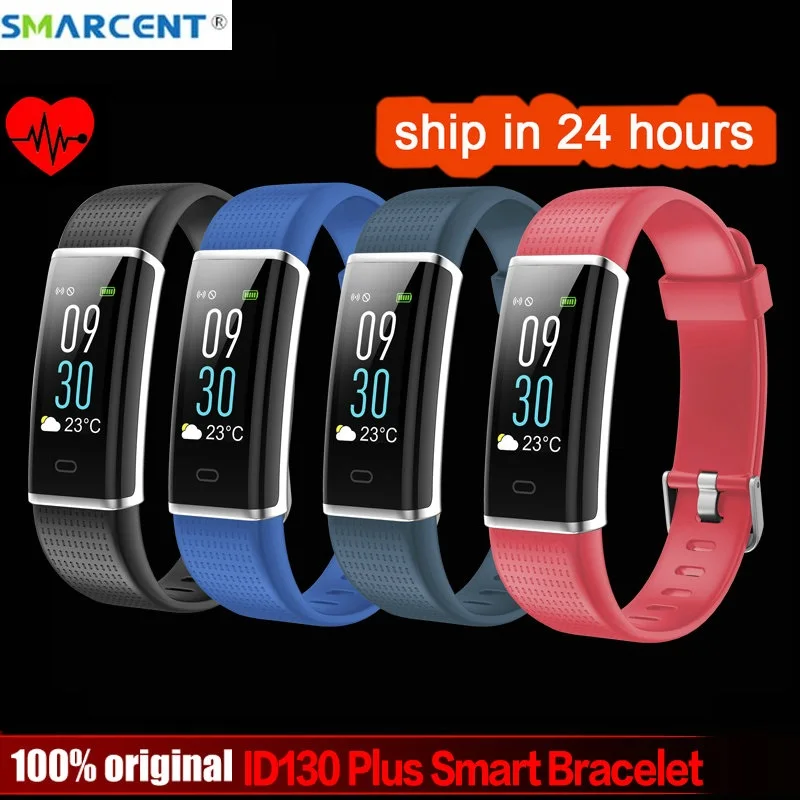 Смарт часы Smarcent ID130 Plus с цветным браслетом пульсометром фитнес трекером PK mi Band 3