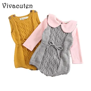 

Newborn Baby Romper Girls Boys Knitted Wool Yellow Grey Color Twisted Overall Jumpsuit For Baby Children Clothes Vest Romper