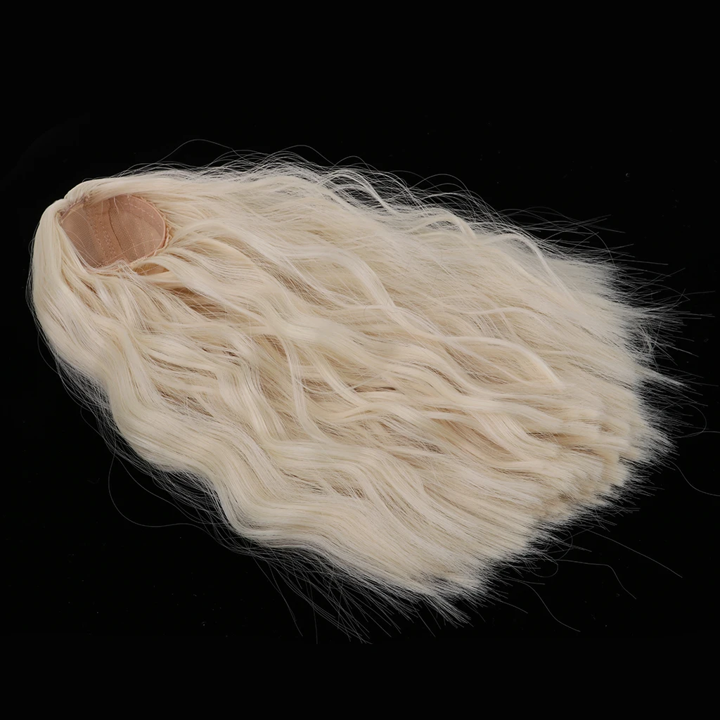 1/4 BJD Long Loose Wave Wig Hairpiece for Dollfie MSD DZ Dolls Clothes Decor Kits Light Gold