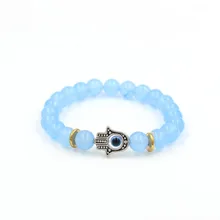 Faitheasy синие восточные гробницы шарик из натурального камня Фатима браслет на ладонь злой украшения в виде глаза