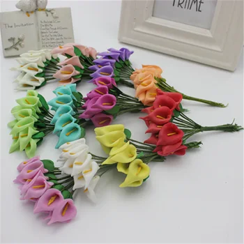 

Free Shipping 2.0cm head Multicolor handmade pe foam Calla Lily flower Bouquet Scrapbooking artificial lily flowers 12pcs/lot