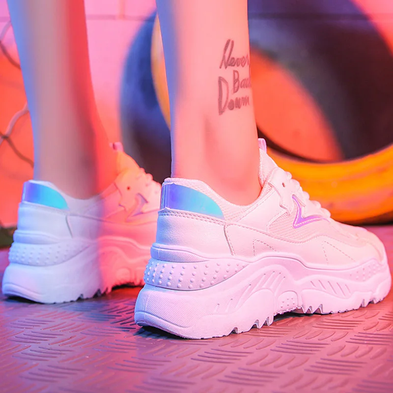 

Shoes woman sneakers White Chunky Dad shoes Lace-up Shallow Sturdy Sole Sneakers women for Girls Warm tenis feminino