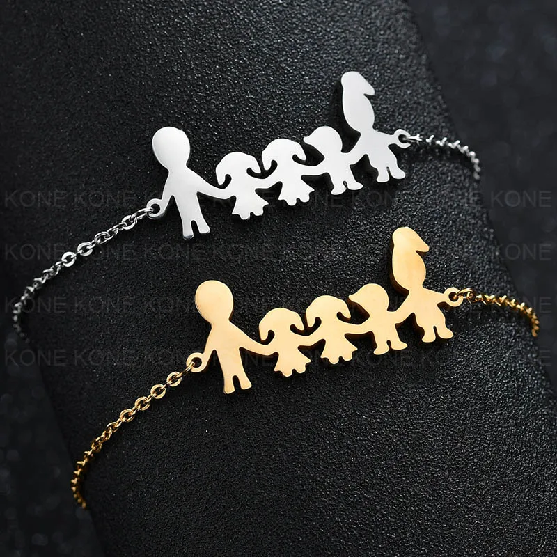 UZone Brand Stainless Steel Charm Bracelets Bangles For Family Women Men Dad Daughter Son Gold Color Jewelry Drop Shipping