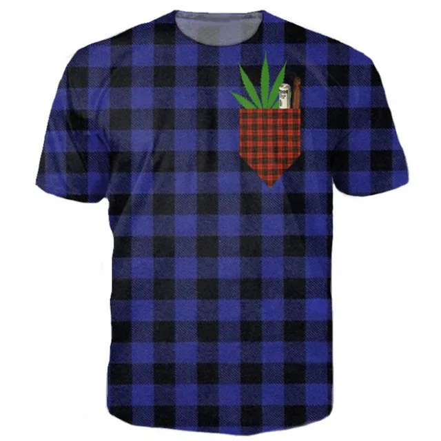 high kit pocket print tee weed blunt lighter 3d print blue and black