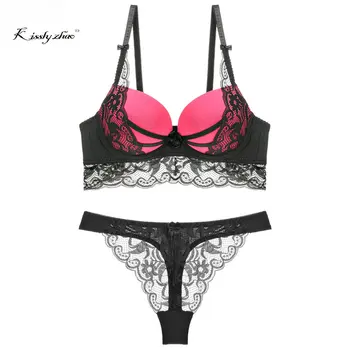 

2019 Sexy thong bra set plus size lace women Intimates Bra & Brief Sets Underwear For Women Ladies Push Up Plunge Dress Bra Sets