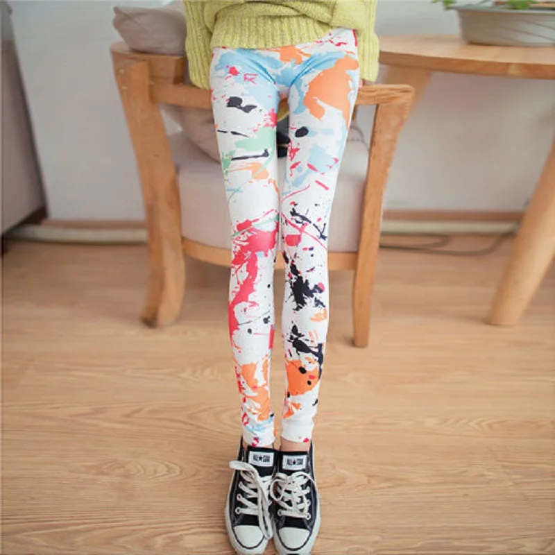 

Hot Leggings Damenmode Graffiti Print Elastisch Dehnbar Farbespritzer