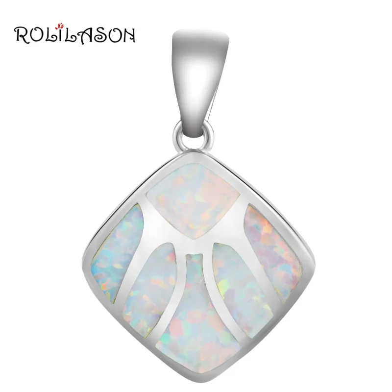 

Perfect gift for friends Factory price White Fire Opal Silver Stamped Necklace Pendant Fashion jewelry for Dinner OPS542