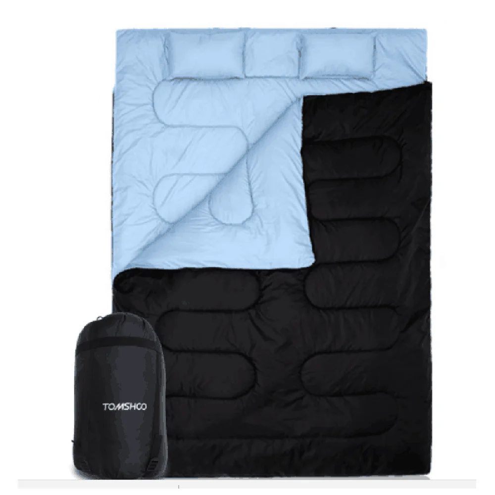 

TOMSHOO 86"x60" Double Sleeping Bag Outdoor Camping Hiking Sleeping Bag with 2 Pillows camping Sleeping bags air bed Adult Fast