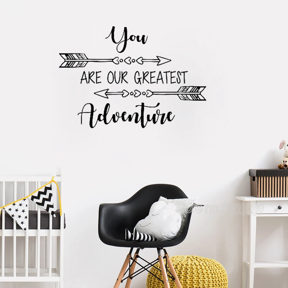 

Настенные наклейки для детской комнаты, You Are Our Greatest Adventure настенные наклейки с цитатами Vinyl Home Decor Наклейка со стрелой Art Vinyl Baby LC305