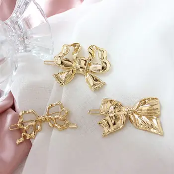 

New Retro Hairpin Metal Bow Hollow Hairpin Girl Female Gold Metal Hairpin Hair Accessories Cute Hair Accessories free shipping
