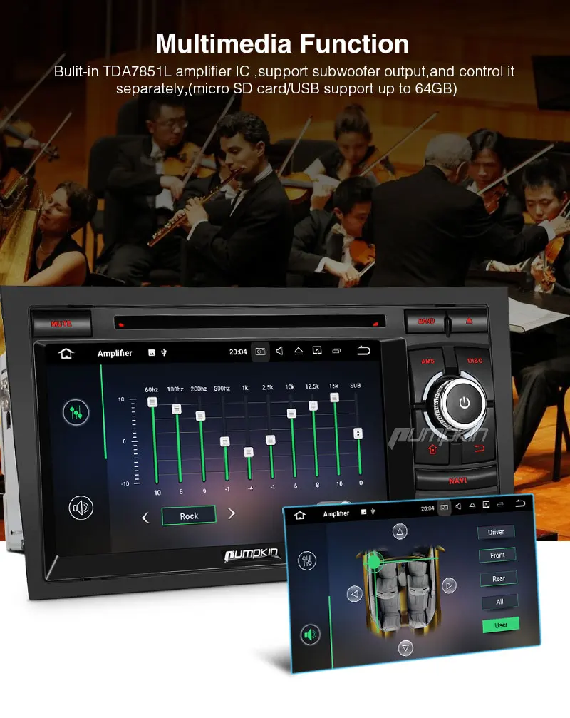 Top Pumpkin 2 Din7" Android 7.1 Car Multimedia DVD Player For Audi A4 2003-2008 GPS Navigation Car Stereo FM Rds Radio Wifi Headunit 14