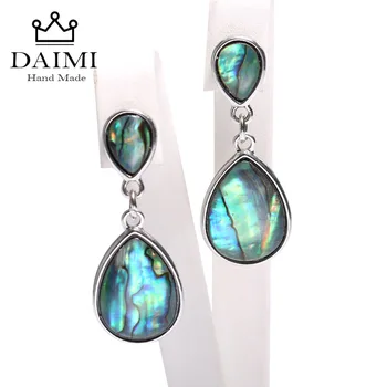 

DAIMI Tear Drop Fine Jewelry Earrings Abalone shellfish Earrings Dangle Earrings 925 Silver Clip Earrings Eye catching Jewelry