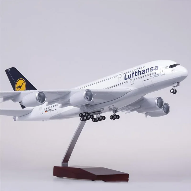 1/160 масштаб 50,5 см самолет Airbus A380 Lufthansa авиакомпания Модель W светильник и колесо литой пластик смолы самолет для сбора