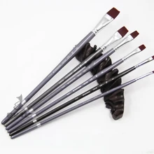 6 шт./компл., Высококачественная винно-красная нейлоновая вспышка для волос из серебристой березовой древесины акварельные Щетки Набор акриловой щетки для рисования художественные принадлежности