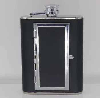 

100PCS Hip Flask with Built-in Cigarette Case Stainless Steel wine pot Alcohol Flagon Shipping for DHL UPS TNT