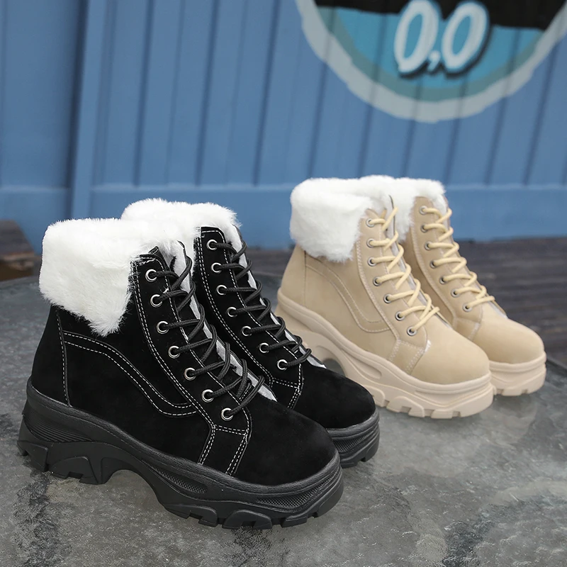 

Plus velvet warm Martin boots female 2018 new winter Korean version of the wild female student casual Martin boots