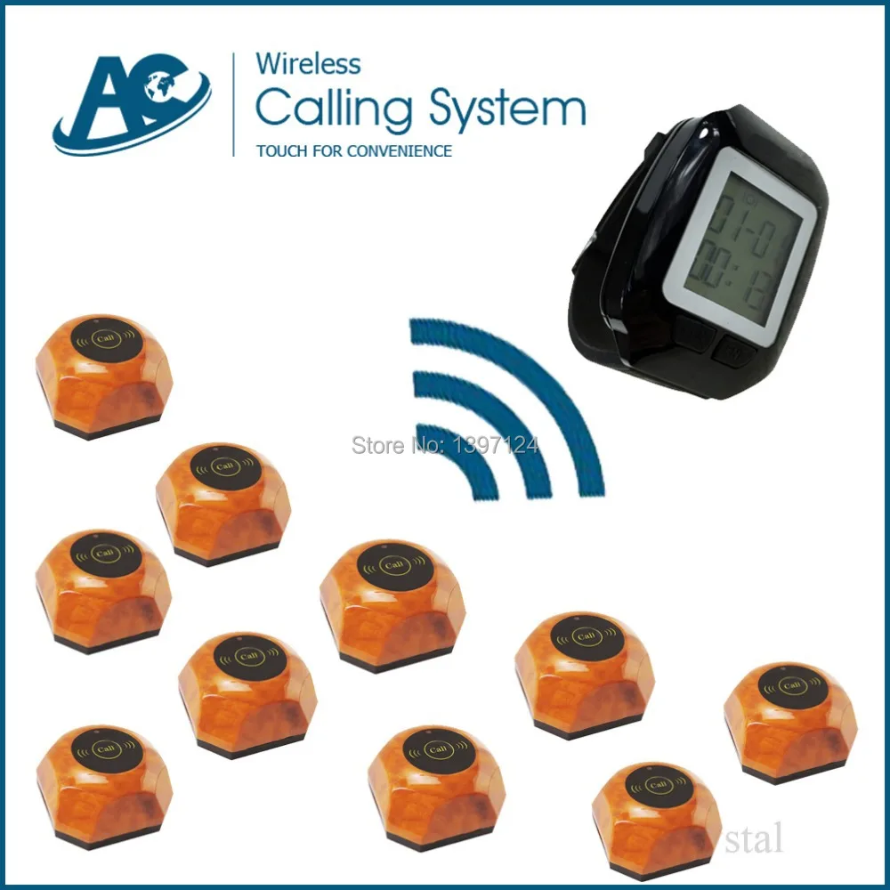 

New Arrivals 1 watch and 10 buttons Waterproof Wireless Restaurant Call Button
