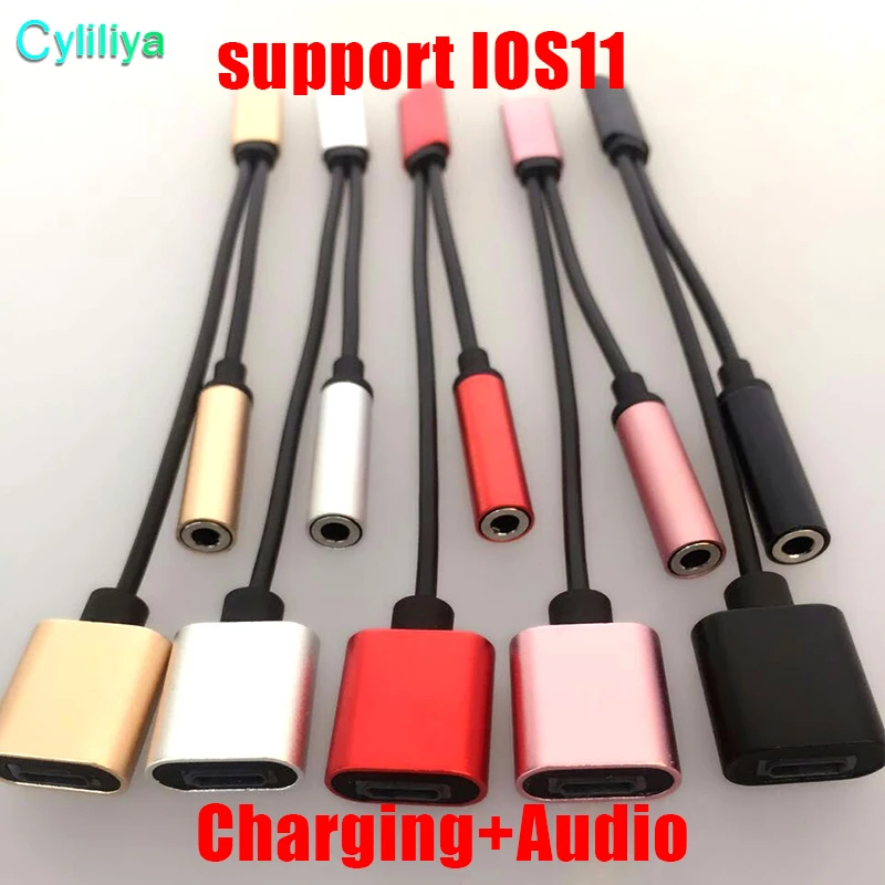 

3.5mm Adapter for iPhone 7 7 Plus AUX Jack and 2A Charging 2 In 1 Audio Adapter for 8 X Support IOS 10.3 IOS 11