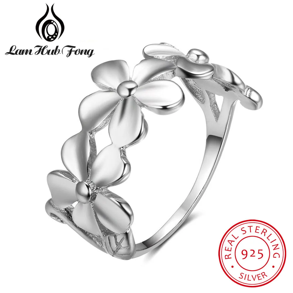 Real Pure 925 Sterling Silver Flower Ring Wedding Elegant Rings for Women Size 6 7 8 Fine Jewelry (RI102815) | Украшения и