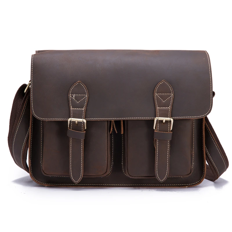

2018 Mini Genuine Leather Bag for Men Crazy Horse Real Leather Messenger Shoulder Bag Men's Briefcase Male Crossbody Trave Tote
