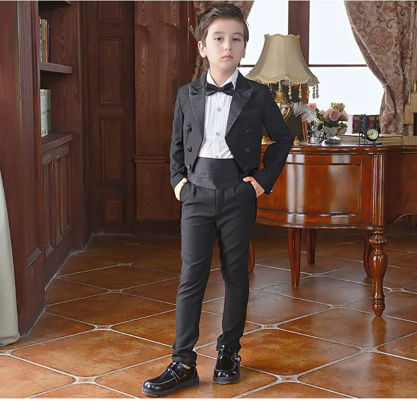 

2019 New Arrival Boys' Tuxedo Suits For Wedding or Formal Occasion Suits Jacket+Pants+Tie+Girdle Best Choice For Boys Handsome