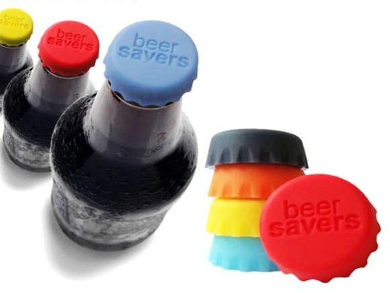 6pcs/lot Silicone Beer Bottle Cap Wine Stoppers Sealing Cover Leak Free Sealers Keep Bear Fresh Bar Tools random colors 