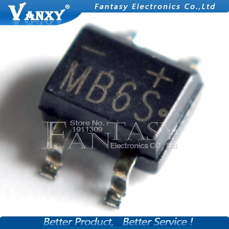 10x RND 600V 0,5A SOP4 MB6S SMD Brückengleichrichter Gleichrichter 500mA Diode