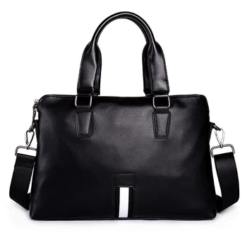 

LAOKSI Famous Brand Fashion Casual Business Men Leather Briefcase Bag Trendy Solid Leather Mens Handbag Simple Men Bag New