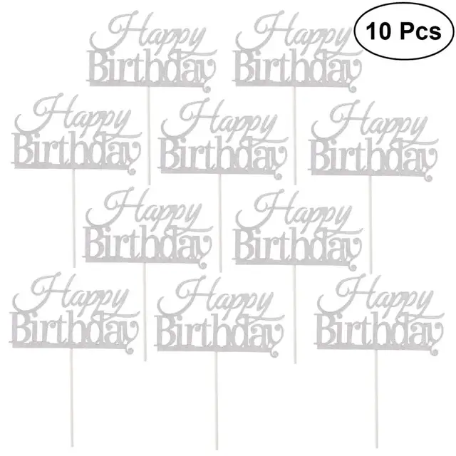 10 Pieces Joyeux Anniversaire Gateau Topper Creatif Dessert Gateau Decorations Enfants Enfants Bebe Garcon Fille Adulte Fete Decoration Fournitures Aliexpress