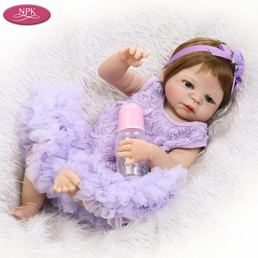 NPK Reborn Baby Doll Toys Full Body SIlicone Lifelike Purple Girls Reborn Babeis Dolls Bathe Toys Bebe Gift Girl Kids Bonecas (5)
