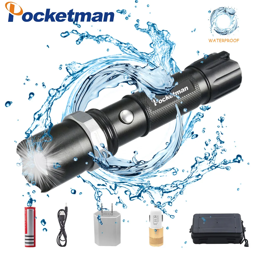 

4000 Lumens LED Tactical Flashlight XML T6 Zoomable Lanterna LED Torch Flashlights For 18650 Rechargeable Fishing