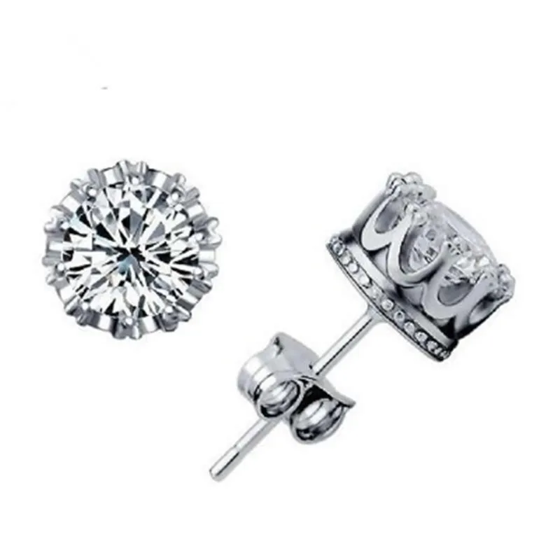

NEW 2014 Imperial Crown Silver Earrings With CZ 925 sterling silver Fashion Stud Earrings Wedding Jewelry