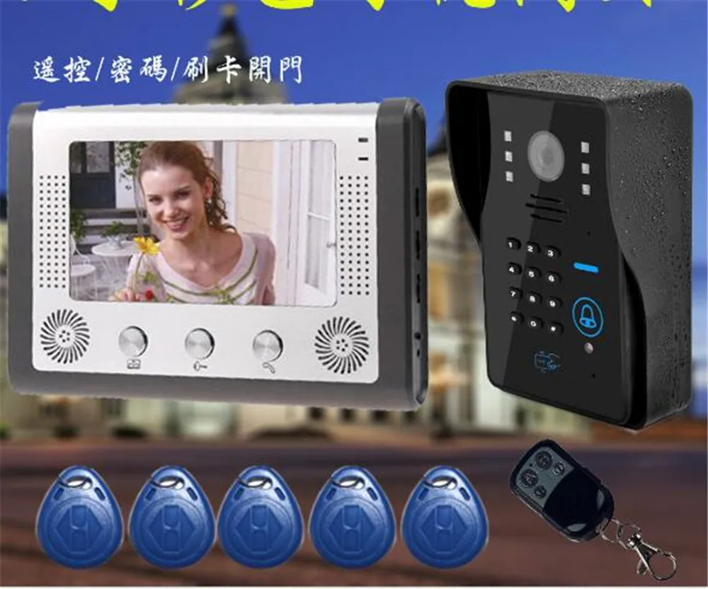 7 дюймов Handsfree ID Card/Пароль/пульт дистанционного управления дверь контроль доступа
