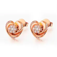 0,1 карат натуральный бриллиант 18 k цвета розового золота с сердечками форма бренд GVBORI женские серьги высокого качества ювелирные изделия специальный подарок