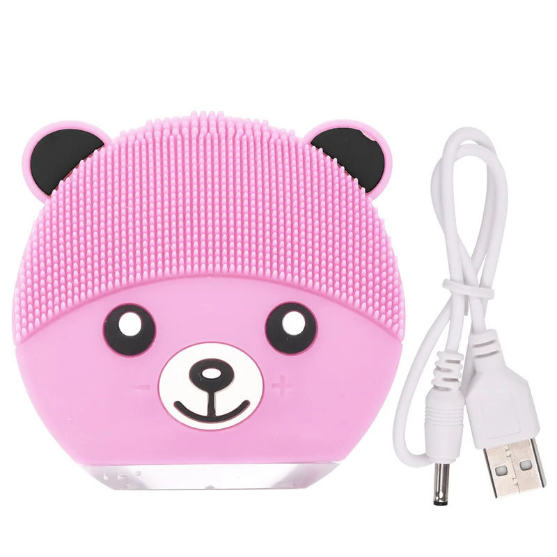 

Dropshipping Cartoon Bear Electronic Silicone Facial Cleaning Brush Ultrasonic Beauty Instrument Rechargeable Facial Care Tool
